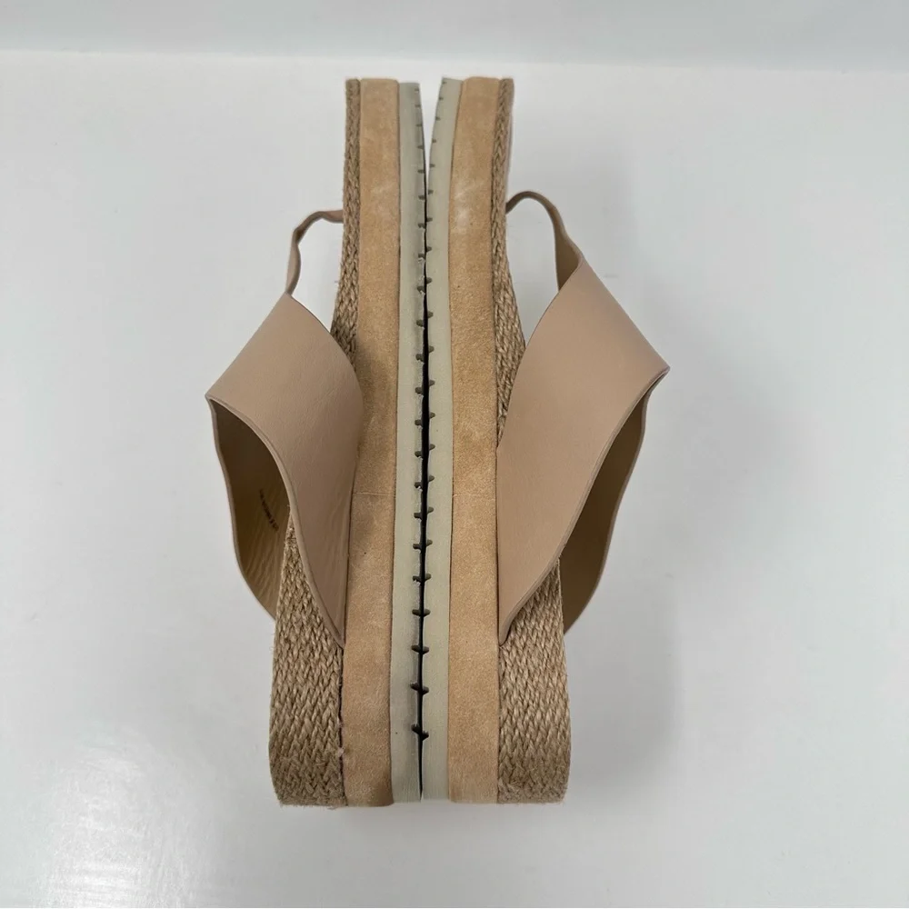 Vince Fatima-B Leather Wedge Sandals Flip Flops Thongs Cappuccino Nude Size 8.5